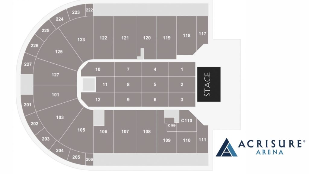 Acrisure Arena End Stage Concert Seating Map