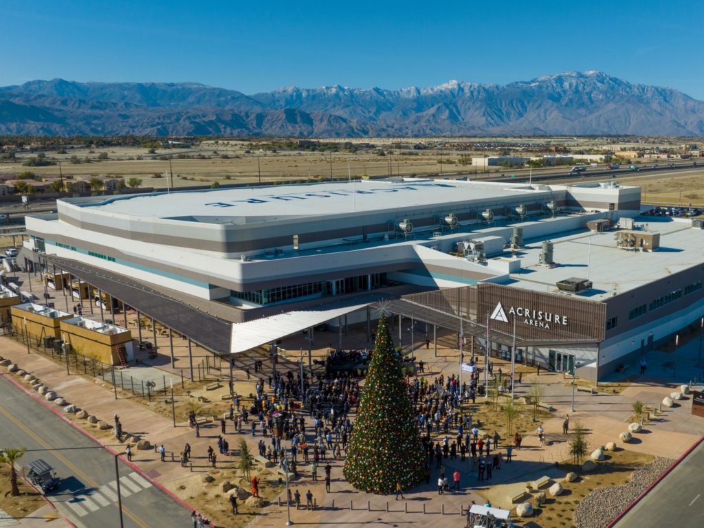Aerial photo of Acrisure Arena in Greater Palm Springs, in the heart of the Coachella Valley
