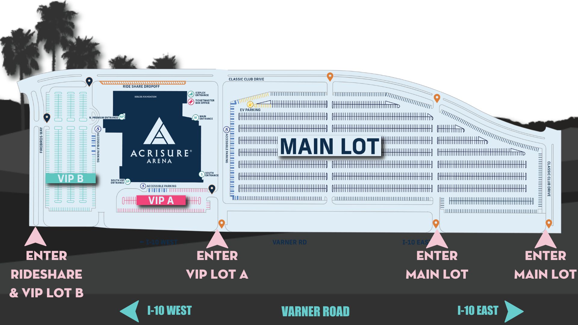 Acrisure Arena parking lot map