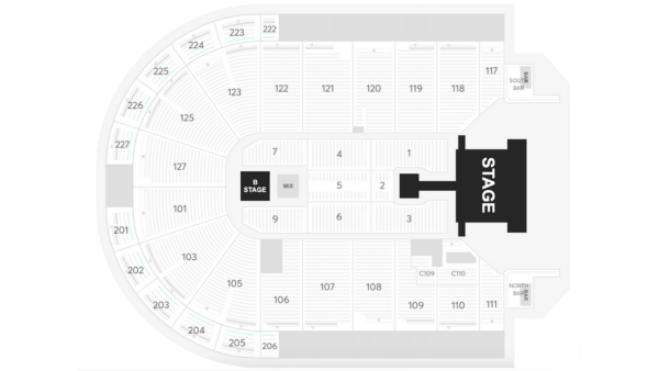 Enrique, Pitbull, and Rick Martin seating chart for Acrisure Arena on February 2, 2024