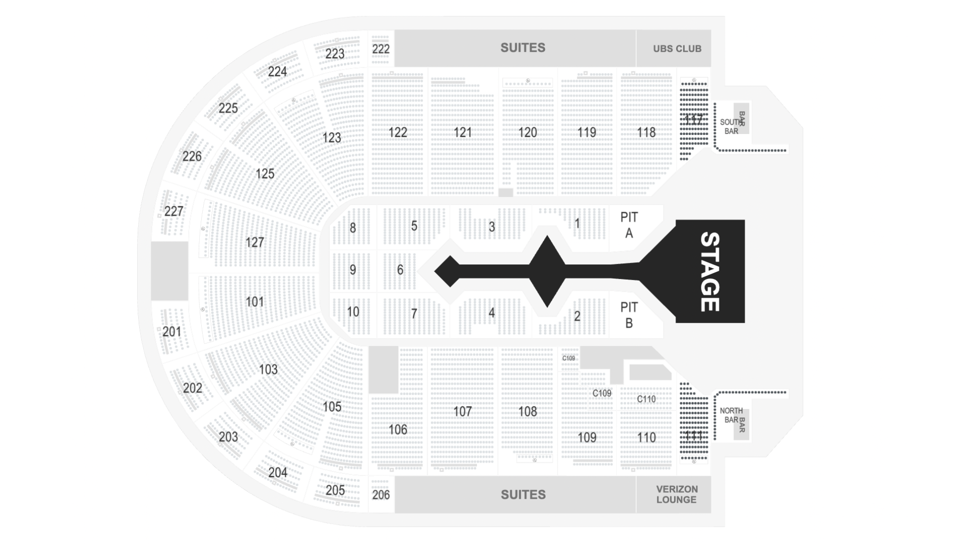 Shakira seating map for the Saturday, November 2 and Sunday, November 3 show at Acrisure Arena
