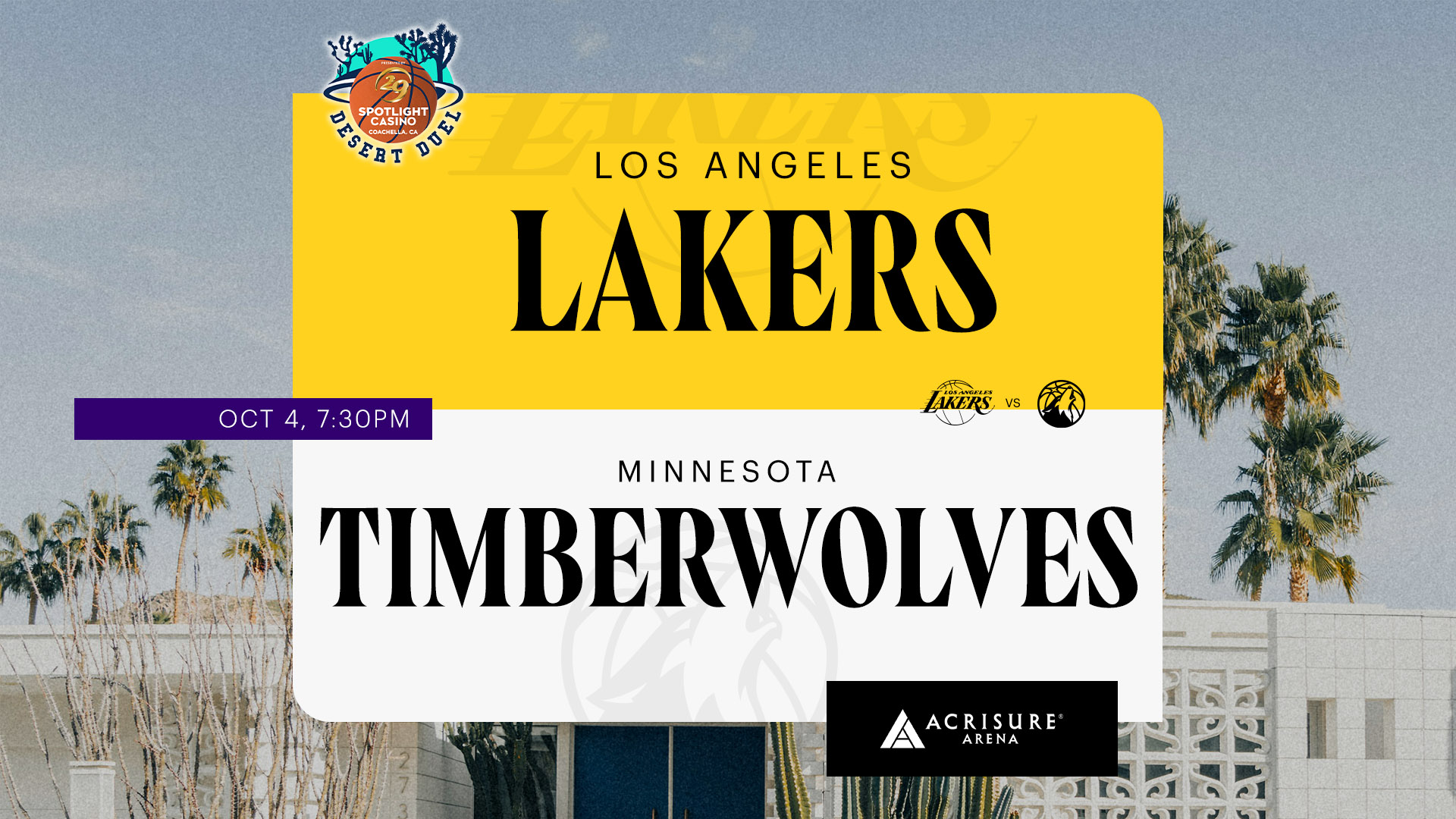 The Lakers go against the Timberwolves on Friday, October 4